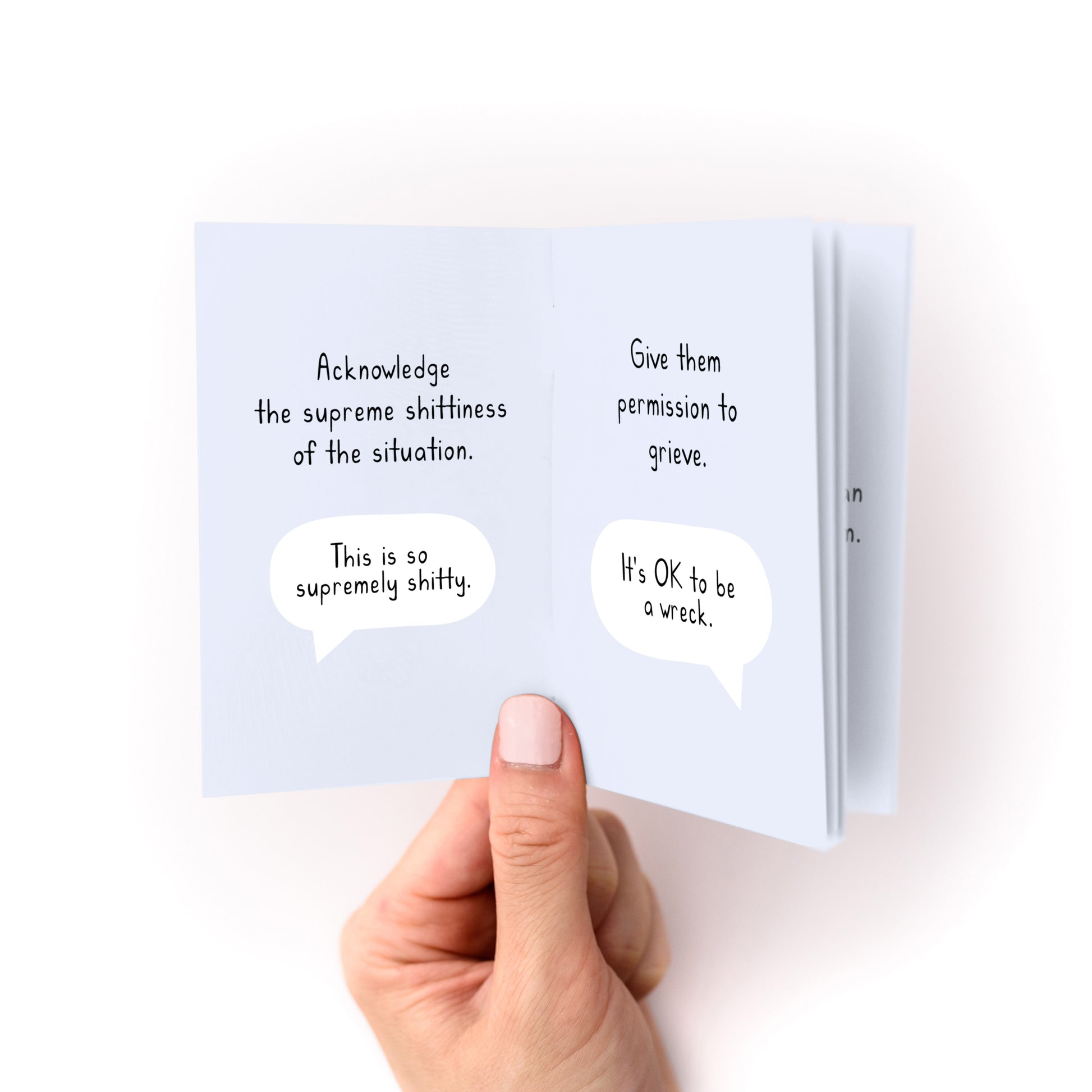 What to Write in a Condolence Card Zine showing sympathy writing tips inside small booklet pages.