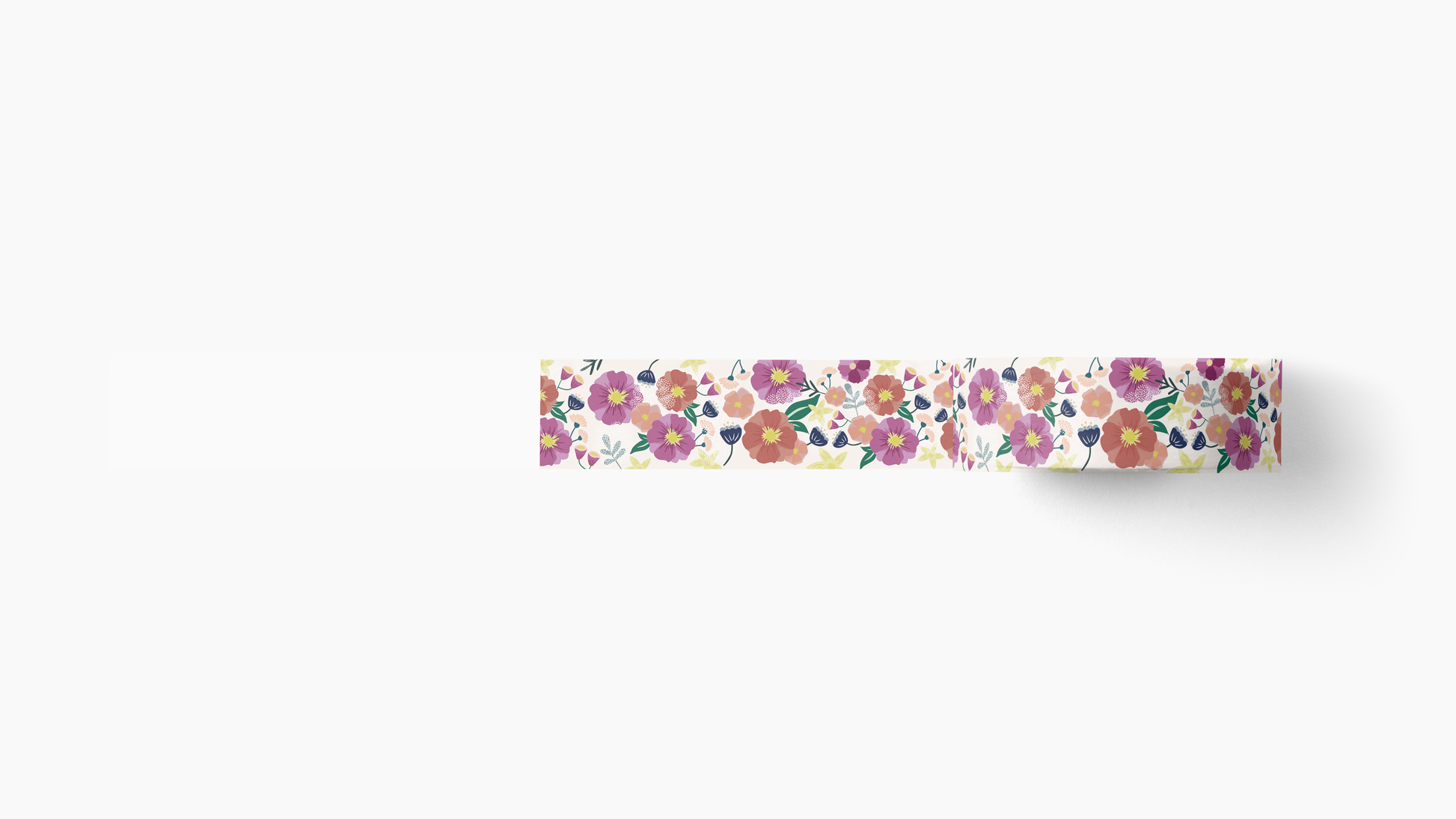 Flowers For You Washi Tape with colorful floral illustrations, 15mm width, 10m length, packaged in shrink wrap.