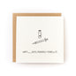 Happy X on T! Gender Transition Letterpress Card with syringe and vial illustration on white cardstock.