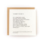 Thoughtful sympathy card that has a white background and black text that reads, "I'm around if you want to..." with a list of options that includes: sit in companionable silence, talk about absolutely anything, throw things and scream at the universe, and have a good hard ugly cry. 
