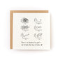 Grief Graphs Letterpress Card showing six hand-drawn grief timelines with quote on soft white cardstock.