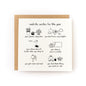 Realistic Wishes for the Year Letterpress Card with whimsical handwritten wishes and illustrations on white cardstock with kraft envelope.