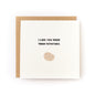 Like You More Than Potatoes Letterpress Card with handwritten text and potato illustration on white cardstock with kraft envelope
