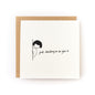 Just Checking In On You Letterpress Card with minimalist design and handwritten text on white cardstock with kraft envelope.