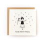 You're Pretty Magical Letterpress Card featuring a hand-printed unicorn girl with stars on white cardstock.