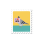 NYC Pigeon Sticker featuring a cartoon pigeon holding an I love NYC sign on a colorful background.