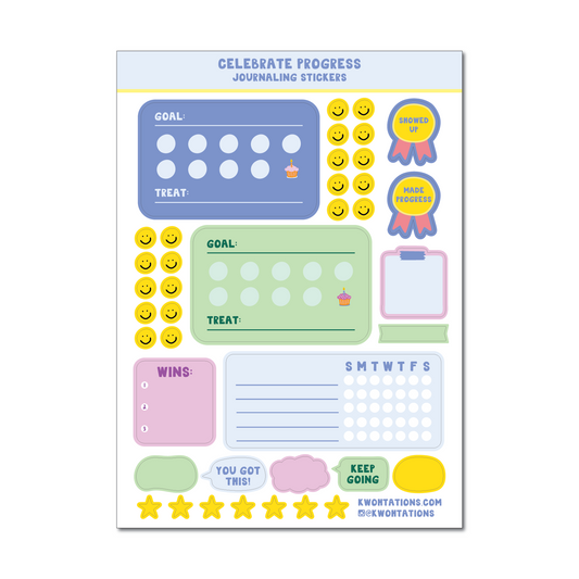 Celebrate Progress – Writable Paper Planner Sticker Sheet