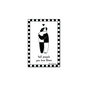 Minimalist black and white illustration of two people embracing with a small heart above them, surrounded by a checkered border and handwritten text saying "tell people you love them.