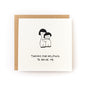 Thank You for chosen family who helped raise you reads "Thanks for Helping to raising me" with two characters hugging. White card is paired with a kraft envelope
