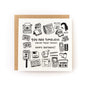You Are Timeless Letterpress Card featuring vintage tech illustrations like typewriter and cassette tape on white cardstock.