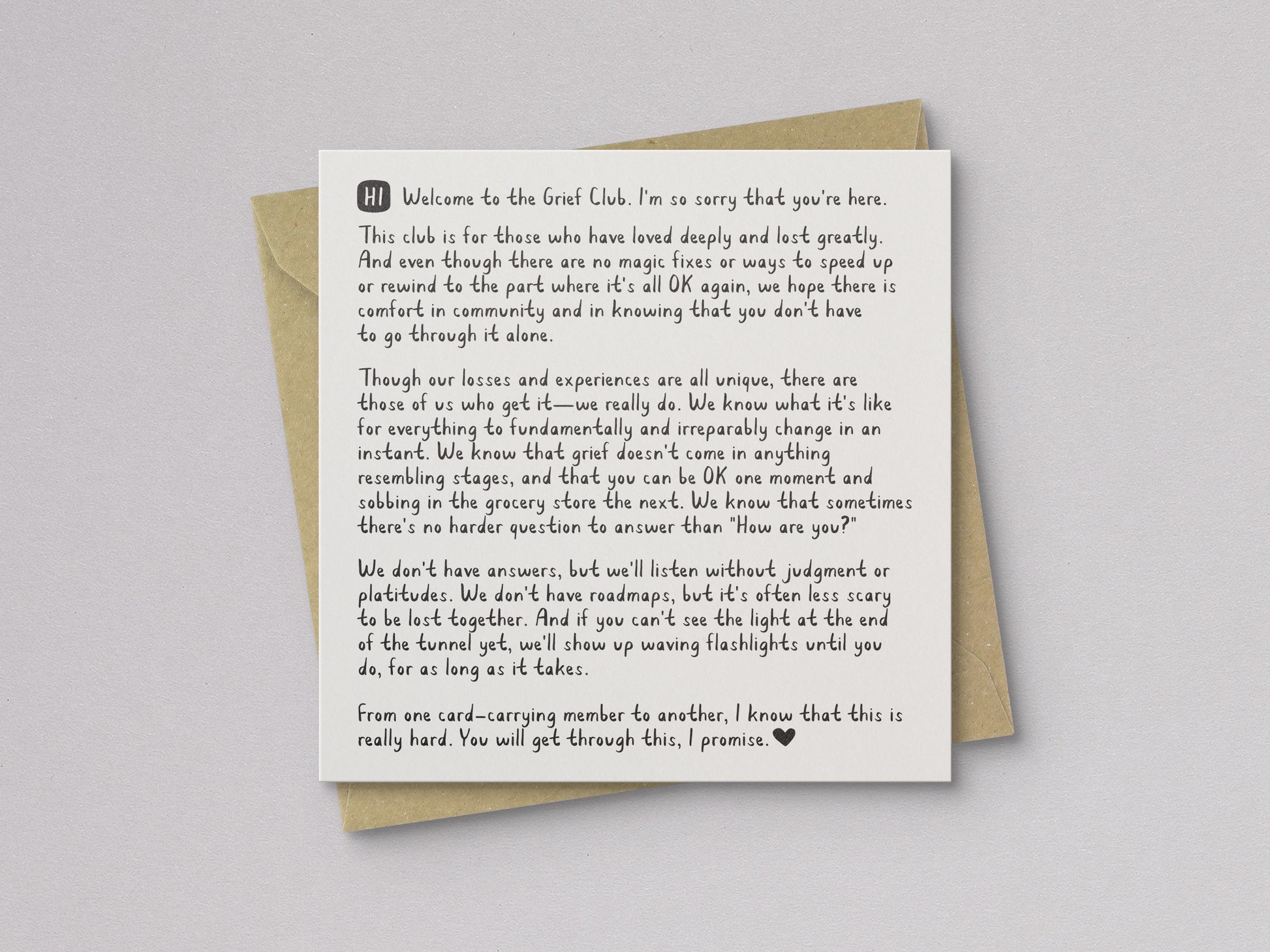 Welcome to the Grief Club Sympathy Card - additional product photo 1