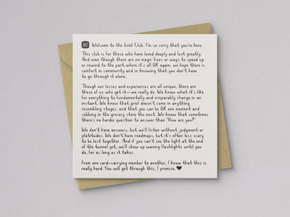 Welcome to the Grief Club Sympathy Card - additional product photo 1