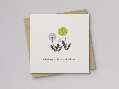 Loveliest Birthday Dandelion Letterpress Card - additional product photo 1