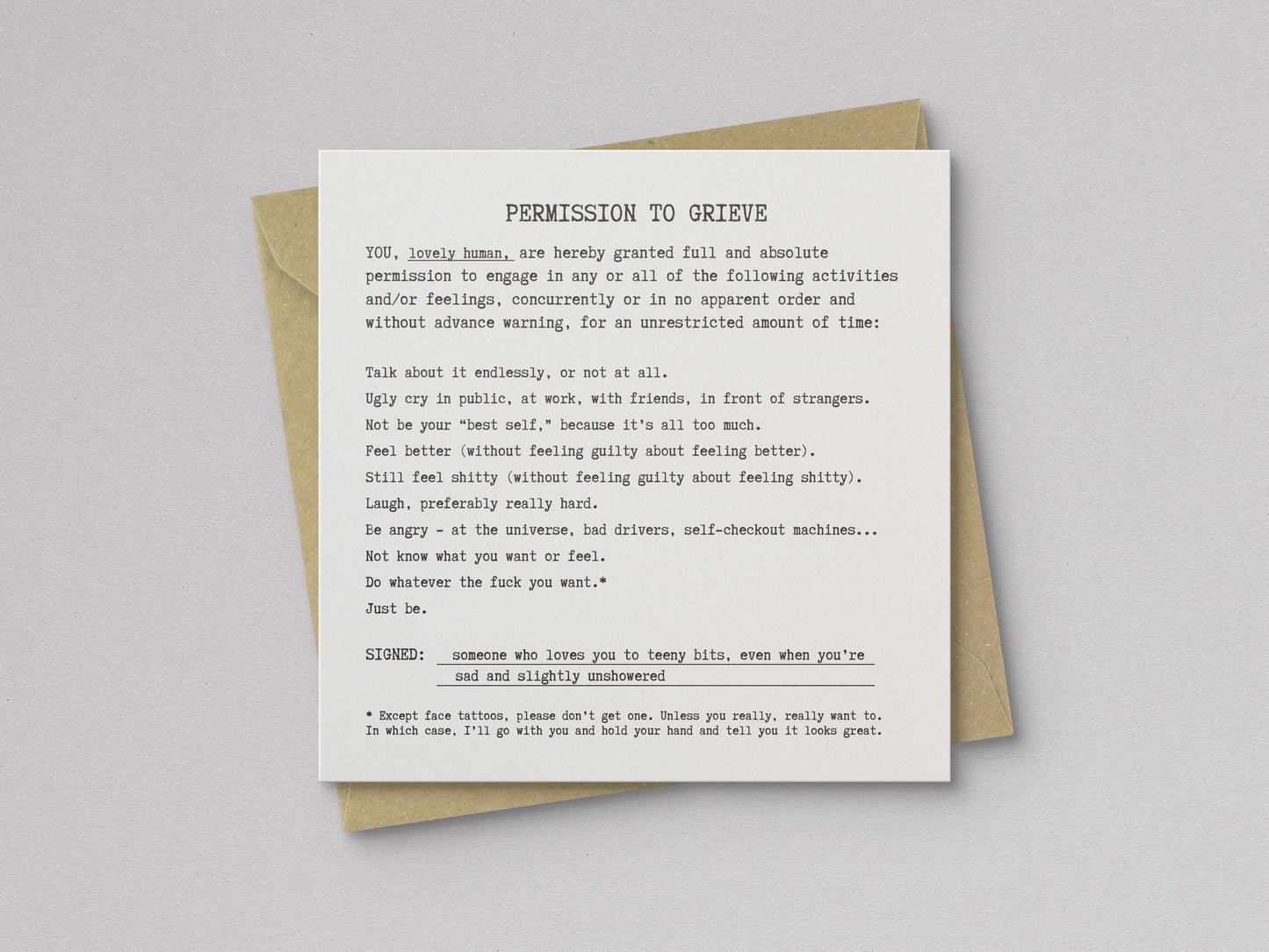 Permission to Grieve Card - additional product photo 1